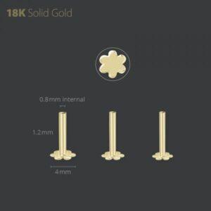 18K Internal Threaded Flower Labret